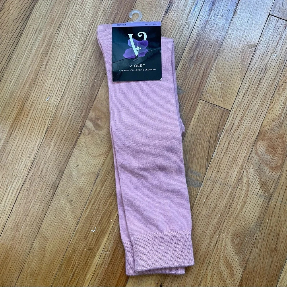 4/$25 Girls Rose Light Pink Knee High Socks Size 8